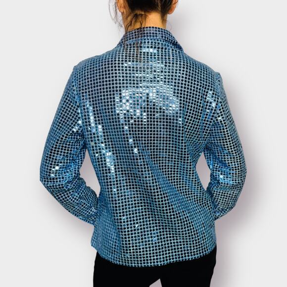 90s Necessary Objects Blue Sparkle Top - Picture 7 of 7